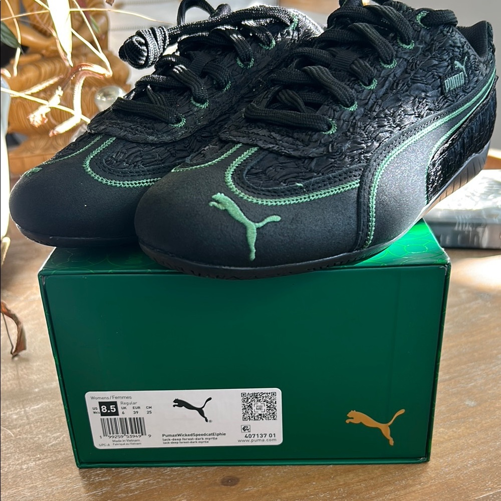 Puma Black Sneakers with Green Highlights